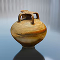 Traditional Earthenware Clay Pot With Spiral Carving And Decorative Handles