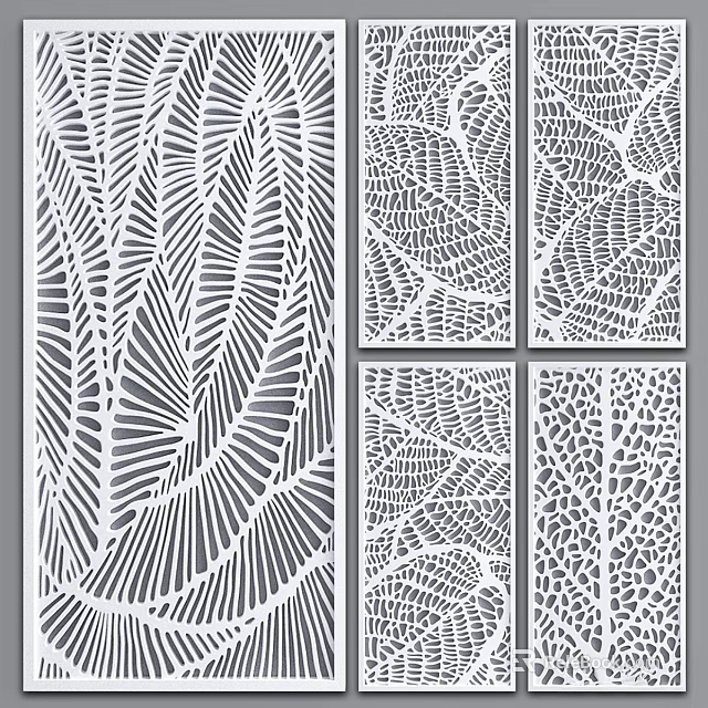 Artistic Wall Decor With Laser Cut Leaf Patterns For Interior Decoration 3d model 