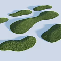 Irregularly Shaped Green Grass Patches On Light Colored Background For Natural Landscape 3d model