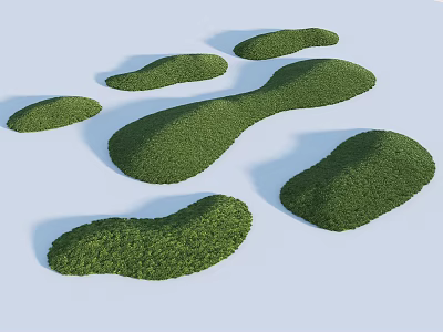 Irregularly Shaped Green Grass Patches On Light Colored Background For Natural Landscape 3d model