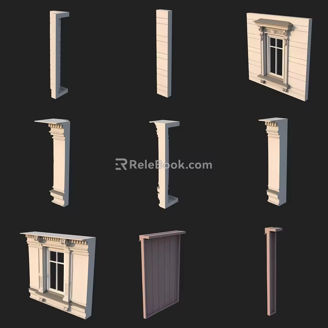 Doors and Windows Window Frame Pillars Building Components 3d model