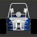 Blue Open Frame Racing Car With Large Wheels And Metal Chassis 3d model