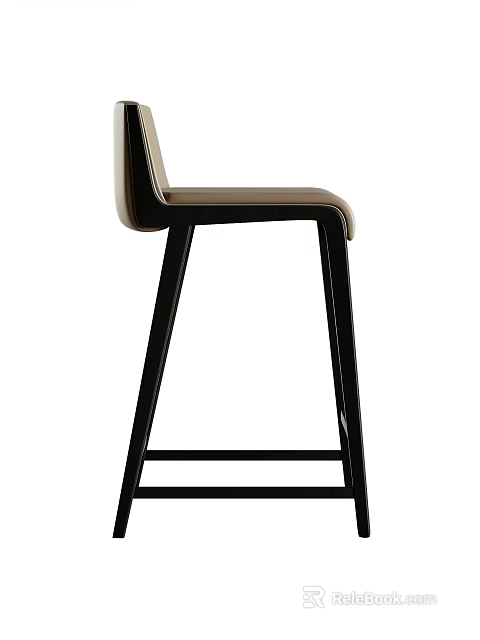 Modern Bar Stool With Black Metal Frame And Beige Leather Seat Design 3d model 
