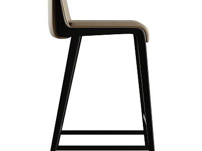 Modern Bar Stool With Black Metal Frame And Beige Leather Seat Design 3d model