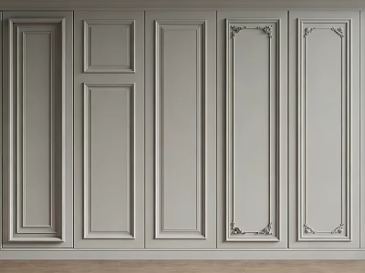 Grey Wall Decorative Panel Design With Various Line Patterns And Ornate Details 3d model