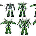 Smart Machines Green And Black Robot Models In Various Poses 3d model
