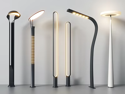 Modern Outdoor Lights With Various Stylish Designs And Elegant Contemporary Shapes 3d model
