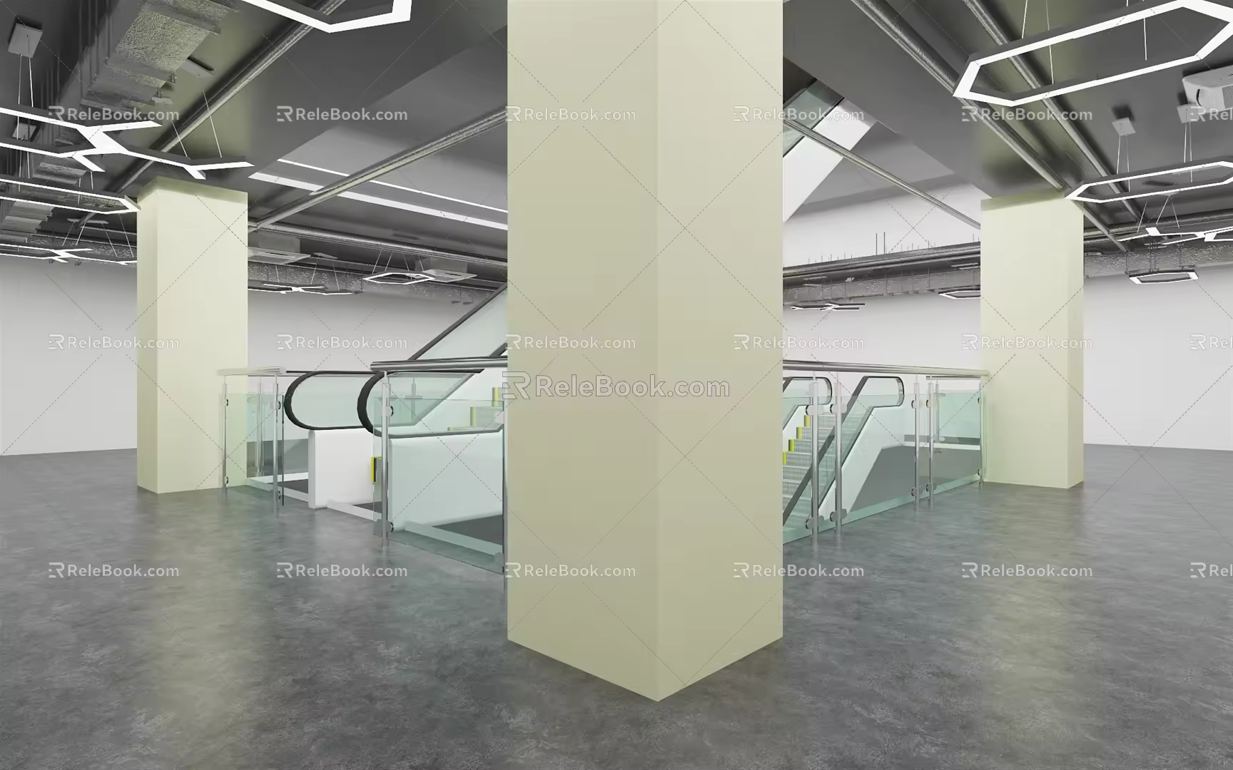 Modern elevator escalator 3d model