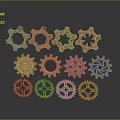 Hardware Tools Featuring Copper Colored Gears With Various Designs Arranged In Rows