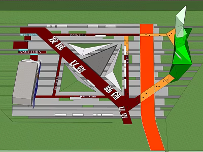 Detailed Campus Area Planning with Building Layout Road Network and Functional Zones 3d model