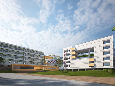 Modern School School Perspective Day View