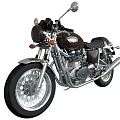 Vintage Brown Motorcycle with Round Headlight Chrome Details Spoked Wheels and Black Seat