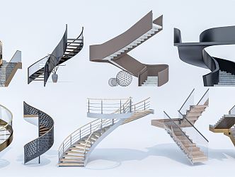 Modern Stairs Combination Rotating Stairs Metal Stairs Steel Frame Stairs Arc Stairs 3d model