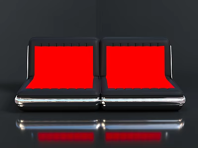Modern Car Seats With Red Cushions Black Trim And Metal Base Reflective Surface 3d model