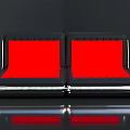Modern Car Seats With Red Cushions Black Trim And Metal Base Reflective Surface