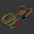 Golden Supercar With Sleek Aerodynamic Design Rear Wing And Alloy Wheels