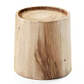 Natural Wooden Single Chair With Cylindrical Shape And Rustic Wood Grain