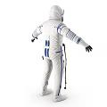 White Blue Accented Spacesuit Design With Multiple Views And Detailed Features 3d model