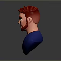 Man With Red Hair Red Beard And Green Eyes Wearing Blue Shirt 3D Bust Model