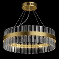 Modern Gold Frame Chandelier With Clear Glass Tubes And Round Lighting Decor