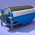 Industrial Rotary Drum Filter Machine with Blue Silver Body Electric Motor and Metal Stand