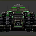 Sci Fi Mechanical Structure With Gray Metallic Body And Green Illuminated Lines 3d model