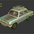 Vintage Green Classic Car With Rusty Exterior And Roof Rack Design