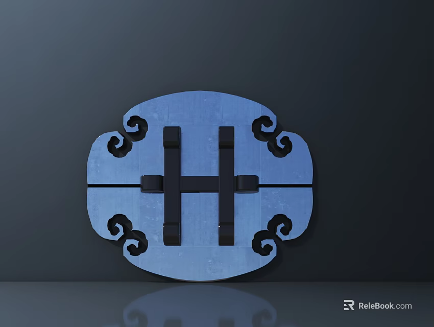 Shiny Blue Ornamental Handles With H Shaped Design And Decorative Scroll Patterns 3d model 