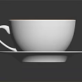 White Coffee Cup With Latte Art On White Saucer Against Dark Background