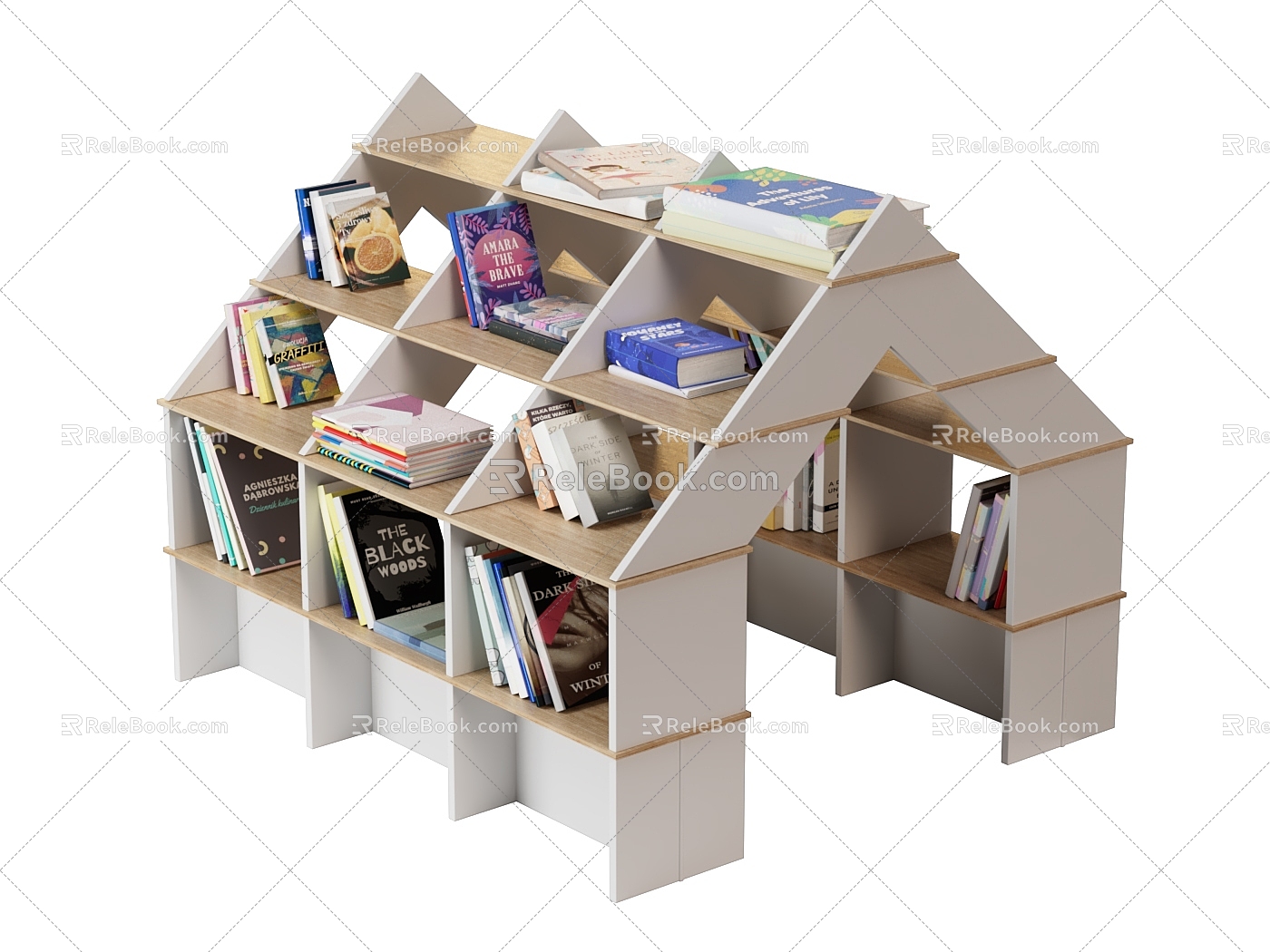 Children's Library Bookshelf Bookstore Bookshelf Kindergarten Children's Bookshelf Pupils Bookshelf 3d model