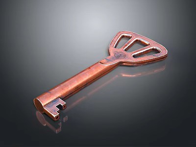 Copper Key With Shiny Surface As Essential Household Item For Daily Use 3d model