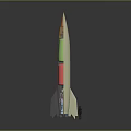 Sleek Metallic Rocket Model Featuring Transparent Green And Red Sections On Stable Base
