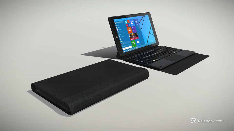 2 in 1 Tablet Laptop With Detachable Keyboard Windows Interface And Case 3d model 