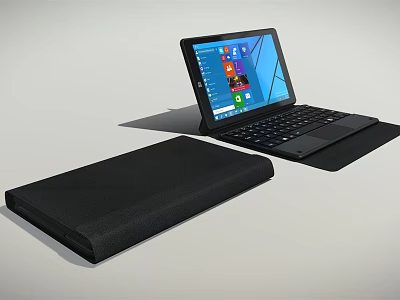 2 in 1 Tablet Laptop With Detachable Keyboard Windows Interface And Case 3d model