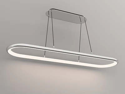 Modern Sleek Oval Chandelier With LED Light Suspended In Interior Space 3d model