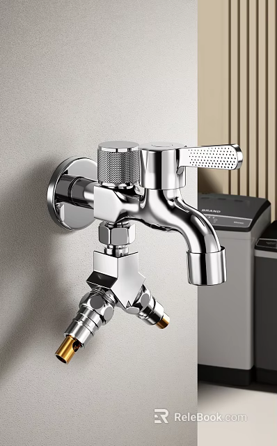 Modern Wall Mounted Chrome Faucet with Sleek Design for Kitchen and Bathroom Use 3d model 