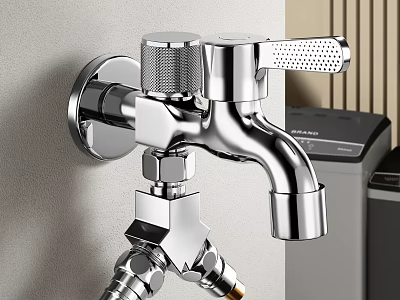 Modern Wall Mounted Chrome Faucet with Sleek Design for Kitchen and Bathroom Use 3d model