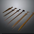 Various Decorative Swords With Different Hilt Designs And Sharp Metal Blades 3d model