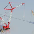 Industrial Heavy Duty Cranes Including Red And Yellow Lifting Construction Equipment