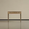 Elegant Light Wood Dressing Table With Slim Legs And Decorative Drawers