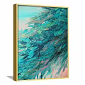 Abstract Painting With Dynamic Teal And Pink Textured Brushstrokes Modern Wall Art