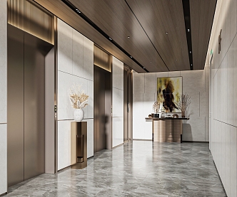 Light Luxury Elevator Hall 3d model