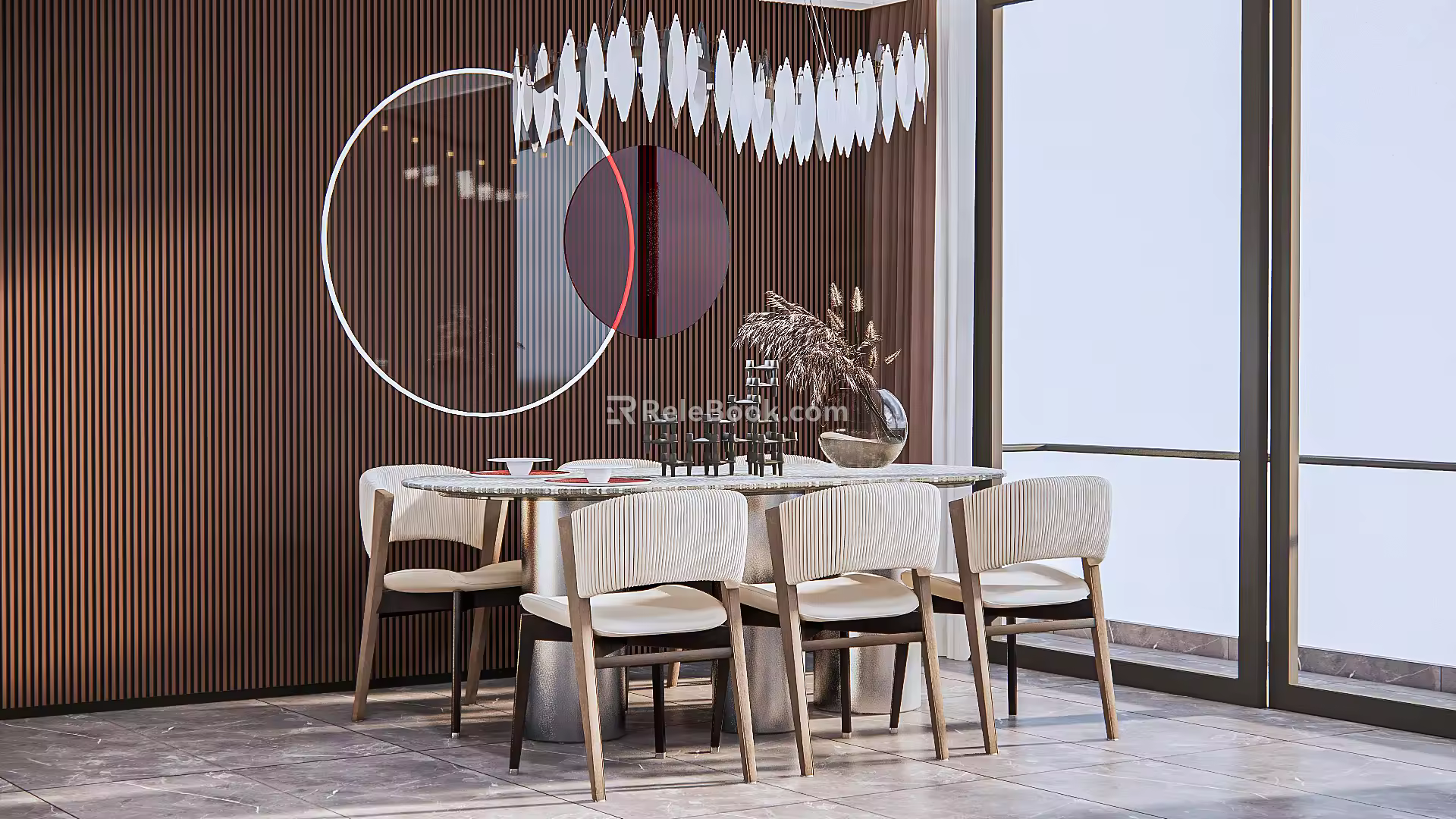 Modern Dining Table and Chair Combination 3d model