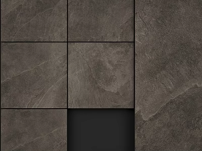 Gray Stone Wall Component With Interlocking Square Tiles And Black Rectangular Gap 3d model