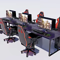 Modern Computer Tables and Chairs Electric Tables and Chairs Computer Combination Internet Cafe Tables and Chairs Computer Combination 3d model