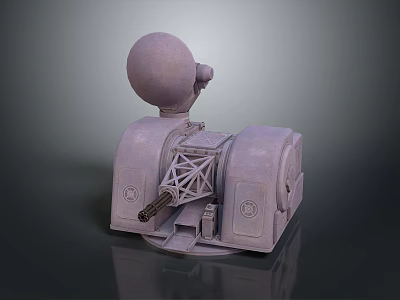 Purple Mechanical Device 3D Model Featuring Spherical Top And Geometric Frame Base 3d model