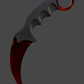 Karambit Knife With Red Sharp Blade And Black Ergonomic Handle Design 3d model