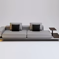 Chic Modern Light Gray Two-Seater Sofa with Black Cushions and Side Table 3d model