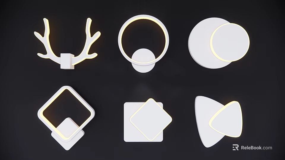 Modern Ceiling Lights with Antler Circular Square and Triangular Shapes for Interior Decor 3d model 