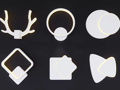 Modern Ceiling Lights with Antler Circular Square and Triangular Shapes for Interior Decor 3d model